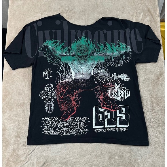 Civil Regime Other - Civil Regime WWE Rey Mysterio Graphic T-shirt Mens L Black Stretched Collar EUC